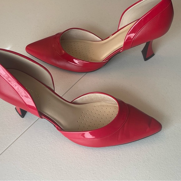 JENN ARDOR Red with Patent Leather trim Women's Pumps Low kitten Heel Pumps Sz 9 - Picture 6 of 16
